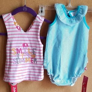 2 Zutano summer baby items reversible top & romper